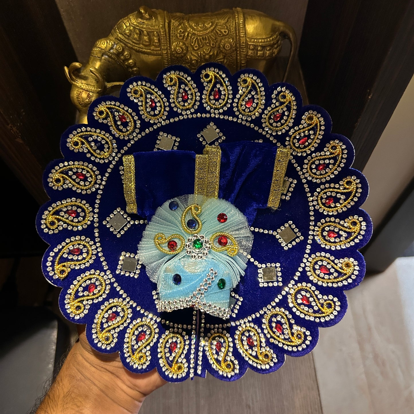 Laddu Gopal Premium Blue Velvet Choli Pattern Poshak | Poshakwala.in