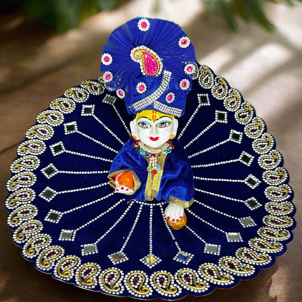Laddu Gopal Premium Blue Velvet Choli Pattern Poshak | Poshakwala.in